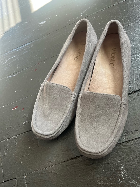 Vionic Shoes - Vionic Debbie Gray Suede Slip-On Loafers